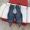 V Brand New Designer Dress Shoes High Heels, Riveted Pointed High Heels, Women's Summer Baotou, Thin Roots, French Sexy Fashion, Metal Buttons, Women's Sandals 무료 배송