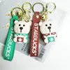 Cartoon keychain Mobile Phone Charm Trend keychain cute couple bear pendant new milk tea cup doll keychain