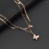 Choker LW Titanium Steel Butterfly Necklace Female Stars Double Cascade In Europe And The Exaggerated Collarbone Chain