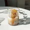 Canecas canecas resistentes ao café leite de chá de chá de água copo de suco transparente com copo de coquetel com gourda manuse