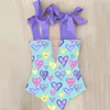 Maillot de bain Sexy maillot de bain épaule à bretelles coeur maillot de bain imprimé femmes dos nu maillot de bain plage Monokini 230325