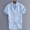 T-shirts homme Lino De Camisas Manga Corta Para Hombre Lisas Informales Sueltas Con Cuello Vuelto Blusa Transpirable Camisa Mascu