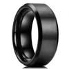 Wedding Rings Fashion Men's 8mm Gold Groove Beveled Edge Black Tungsten Carbon Fiber Ring Punk Gear Wheel Stainless Steel For MenWedding