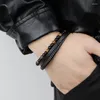 Bedelarmbanden 2023 trendy mensen creatieve explosiemodellen eenvoudige leer gevlochten kralen heren armband modetrend niche