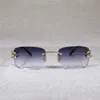 Męskie luksusowe designerskie okulary przeciwsłoneczne damskie vintage drut bez krawędzi męskie okulary okulary okulary kobiety owalne okulary zewnętrzne metalowa rama Oculos gafaskajia