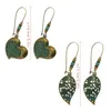 Dangle Earrings Bohemian Ethnic Vintage Bronze Green Stone Heart Leaves Drop Earings Women Charm Long Gifts India Jewelry