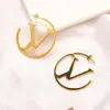 Pendientes de aro con letras doradas de diseñador para mujer, pasador con dije de plata con diamantes, joyería de acero inoxidable, cuatro estilos para regalo de niña