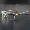 ファッションメンズアウトドアサングラスリムレスクリアアイフレームメンズ透明な光学スペクタクルメタルデイスナーアイウェア充填処方メガネ