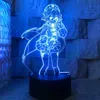 Nattljus 3D Akryl LED Night Light Genshin Impact Anime Figures Model Hu Tao Lamp RGB Touch Dekorativ bordslampa Xmas Nyårspresenter P230325