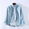 Men's Casual Shirts Autumn Soft Cotton Long Sleeve Top Vintage Light Blue Denim Shirt Mens Slim Fit Button Collar Plus Size Xxxl 4xl