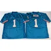 Американский футбольный ношение Moon 1 Throwback Men Jerseys White Blue Mitchell Ness для взрослого размера