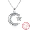 Hanger kettingen aankomst mode 925 Sterling Silver Moon en Star Tales Chain Link For Women Fine Jewelry Scn108Pendant