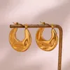 Серьги обручи Трендовая нержавеющая сталь 18K Золотой.