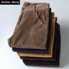 Men's Pants 6 Color Thick Corduroy Casual Winter Style Business Fashion Stretch Regular Fit Trousers Male Brand Clothes 230325