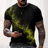 tessuto jersey di cotone T-shirt da uomo Collo grafico Strisce bianche nere Abbigliamento oversize Casual Quotidiano Top Streetwear Abbigliamento manica corta Abbigliamento T-shirt da uomo M-5XL