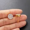 Stud Round Crystal Earrings for Women Gold Color Cubic Zirconia Hip Hop Earring Mens Jewelry Bulk Items Wholesale Lots OHE123 230325