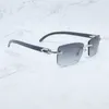 نظارة شمسية فاخرة عالية الجودة 20٪ من بافالو هورن بدون إطار مربع أبيض أسود هواة نظارات gafas