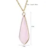 Chaines Rhomb Rose Quartz Powder Pink Pendant Pendentif Pendre en acier inoxydable Collier