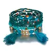 6PC/zestaw Bohemian z koralikami Zestaw dla kobiet Tassels Charm Kolorowe koraliki nasienne łańcuch Bangle Kobieta boho biżuteria etniczna