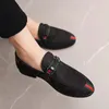 Luxus Marke Gedruckt Muster Männer Kleid Schuhe Flache Casual Schuh Business Büro Oxfords Echtes Leder Designer Metall Schnalle Wildleder Loafer