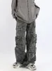 Damesbroeken Capris American Retro Camouflage Multi-pocket overalls dames y2k street mode mode hoge taille slanke brede poten broek recht dweilenbroek 230325