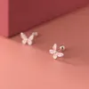 Stud 925 Sterling Silver CZ Zircons Butterfly Screw Back Earrings For Children Baby Girls Kid 7mmX5mm Tiny Mini Earring 230325
