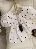 Meisje jurken meisjes kleding 2023 zomer meisjes retro polka stip square nek jurk westerse stijl bubble mouw ouder-kind slijtage kinderen