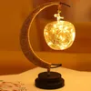 Nattljus LED Nightlight Modern Simple Star Moon Battery Box Birthday Present handgjorda Twine Iron Festive Tabltop Decorative Light P230325