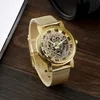 Wristwatches Skeleton Men'S Luxury Full Steel Wrist Watches Hollow Non-Mechanical Watch Mesh With Double