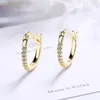 Hoopörhängen Huggie Simple For Women 925 Sterling Silver Jewelry Shiny Zircon Gold Earring Charm Lady Engagement AccessoriesHoop ODET22