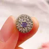 925 Koraliki Siver Charms for Pandora Charm Bracelets Designer dla kobiet fioletowy kwiat