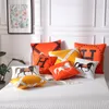 Luxury Orange Series Cushion Covers Horses Flowers Print Pillow Case Cover for Home Chair Sofa Decoration Square Pillowcases 2023