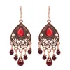 Boucles d'oreilles pendantes Vintage rouge acrylique goutte géométrique pour les femmes femme perles antiques turc Tribal népal fête bijoux cadeau