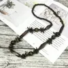 Choker Uken ręcznie robione długie drewniane naszyjniki wisiorty boho etniczne cechy drewniane koraliki łańcuchowe obroża biżuteria dla kobiet