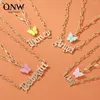 Chaînes Double Couche Acrylique Papillon Collier De Mode Lettre Ange Pendentif Babygirl Anglais