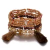 6PC/zestaw Bohemian z koralikami Zestaw dla kobiet Tassels Charm Kolorowe koraliki nasienne łańcuch Bangle Kobieta boho biżuteria etniczna