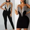 Jumpsuits voor dames rompers 1pc mode dames jumpsuit dames v-neck halter strappy bodycon korte mini party jumper romper tassels vrouw clu