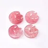 Decorative Figurines Hand Carving Natural Red Strawberry Quartz Star And Moon Folk Crafts Healing Stones For Home Decorations 1pcs