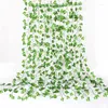 Dekorativa blommor Konstgjorda växter Ivy Leaf Garland Silkgrön lämnar Fake lövverk Creeper Vine For Garden Balcony Home Decoration