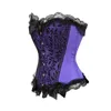 Bustini Corsetti Corsetto per le donne Sexy Fiocco in pizzo Broccato Bustier Lingerie Shapewear Verde Viola Corsetto Overbust Plus SizeBustier