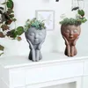 Planters Pots Girls Face Head Flower Planter Succulent Plant Flower Flowerpot Container Pot Figure Garden Decor Nordic Tabletop Ornament 230327