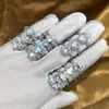 Anelli a fascia Anello solitario di cristallo alla moda per le donne Fidanzamento di fidanzamento con zirconi delicati Anello di matrimonio con promessa di colore argento per gioielli da sposa Z0327