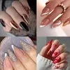 Falso unhas 24pcs Manicure Pressione On Cartoon Fake Nials Long Almond French Glitter Black Gold