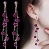 Boucles d'oreilles pendantes 2023 mode tempérament Long gland pendentif exquis Simple violet rouge Rose fleur femme bijoux