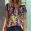 Mulheres Camiseta Camisetas Moda Floral Tema Camiseta Plantas Tees Roupas de Verão Básico Feminino Tops 3D Impressão Solta Pulôver 230327