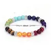 Beaded 7 Chakra Crystal Stone Beads Bracelets Bangles For Women Men Healing Pray Mala Elastic Yoga Bracelet Jewelry Gifts Drop Delive Dh2Op