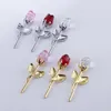 50pcs Valentines Day Gift Crystal Glass Rose Artificial Flower Silver Gold Rod Rose Flower for Girlfriend Wedding Gifts for Guest