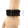 Steen Groothandel Algemene Metaal Barbell Black Natural Onyx kralen Fashion armbanden Mannen vrouwen stretch cadeau yoga armband dhaqj