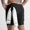 Herren-Shorts für Herren im neuen Stil, lässig, doppellagig, Sport-Shorts, Fitnessraum, Fitness, Zug, schnell trocknend, für Herren mit Reißverschlusstasche, Hose W0327