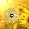 체인 100 언어 I Love You Sunflower Projection Couple Necklace for Women 남자 패션 우아한 꽃 금속 쇄골